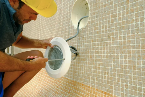 Pool lighting maintenance by pool maintenance company